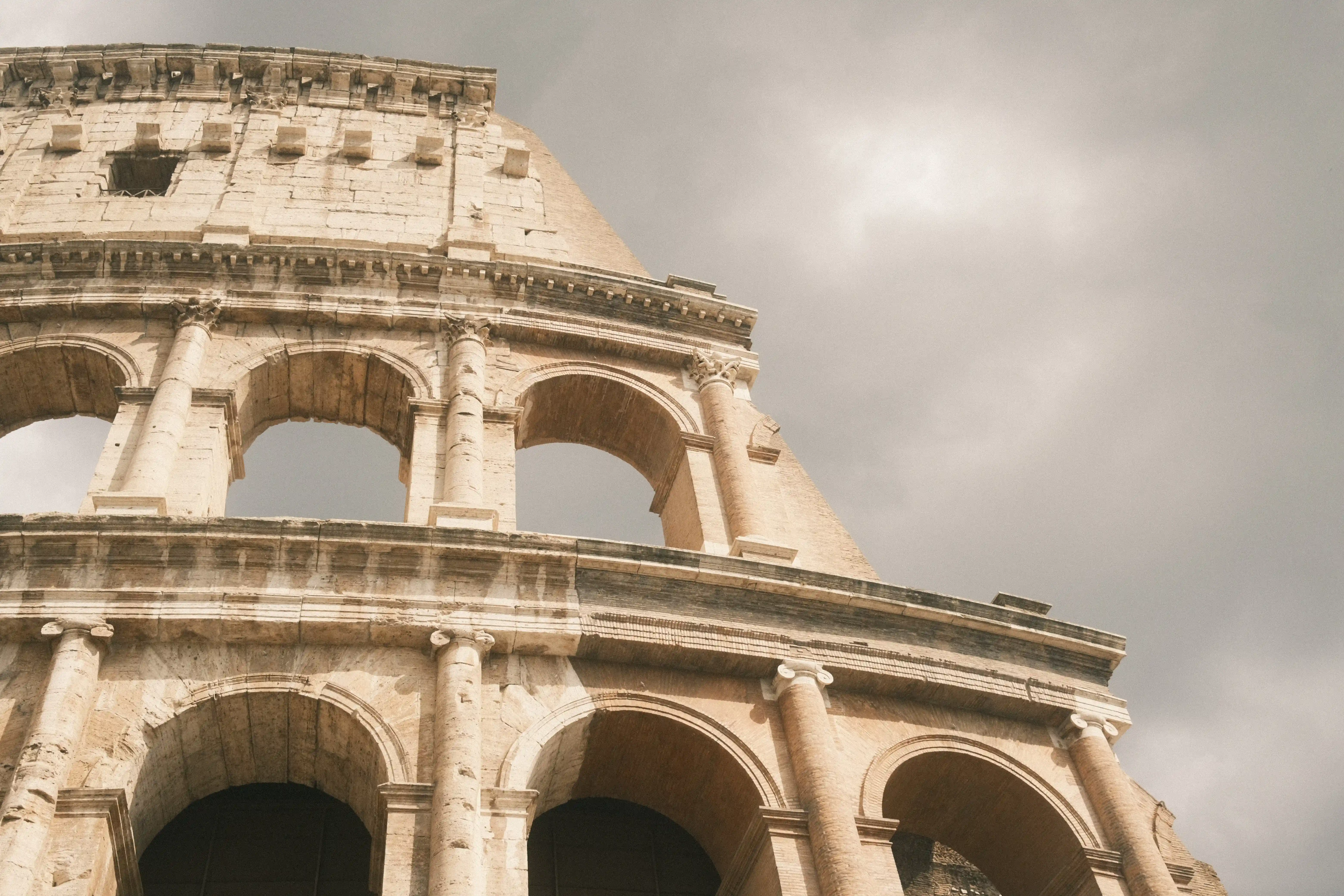 A picture of the side of the colosseum in Rome